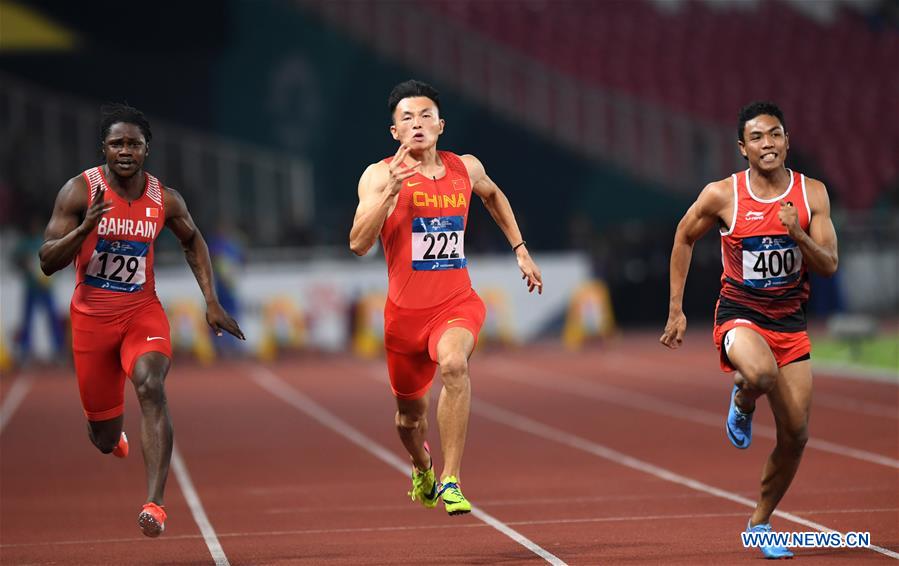 (SP)INDONESIA-JAKARTA-ASIAN GAMES-ATHLETICS-MEN'S 100M SEMIFINAL