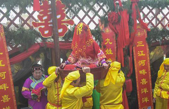 A couple holds traditional water marriage in east China