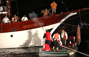 Performers reenact ancient battle in Omis, Croatia