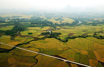 Autumn scenery of Chongshan Village in China's Guangxi