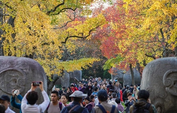 People visit imperial Xiaoling Mausoleum in Nanjing, east China