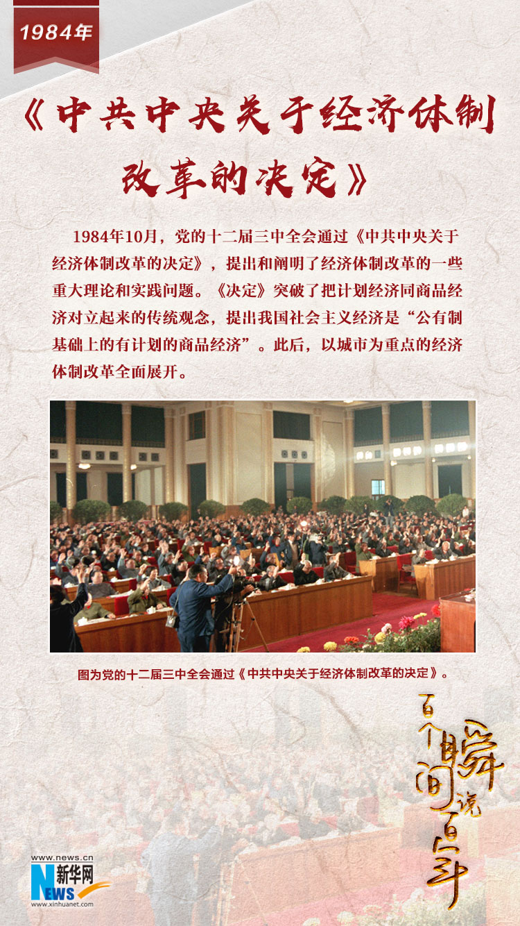 1984，《中共中央關(guān)于經(jīng)濟體制改革的決定》