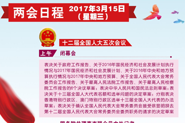 [兩會(huì)日程預(yù)告]3月15日兩會(huì)日程