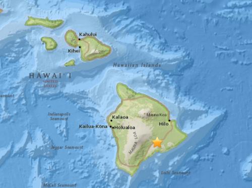 夏威夷大島發(fā)生5.8級地震震源深度1.8公里